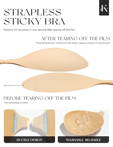 Adhesive Sticky Strapless Bra for Women, Push up Invisible Bras for Backless Dress Reusable Breathable Nipple Covers3