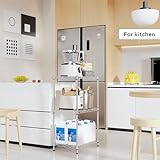 M MZG Shelf 3 Tier Sturdy Metal Narrow Storage Shelves Storage Unit with Adjustable Leveling Feet Pantry Laundry Kitchen Garage Chrome 30 x 45 x 73.2cm - Image 4