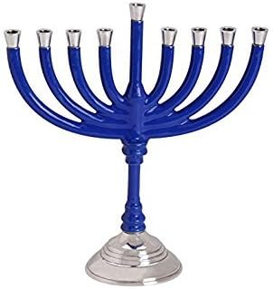 Aluminum Chanukah Menorah with Blue Finish