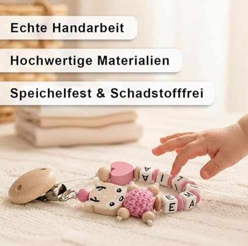 AVH Enterprise Dummy Strap with Name for Girls and Boys Personalised Baby Gifts (Deer Hearts) - View 4