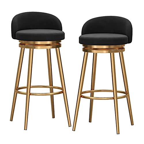 Chaise de bar moderne en velours lot de 2 tabouret de bar pivotant 65 cm avec dossier