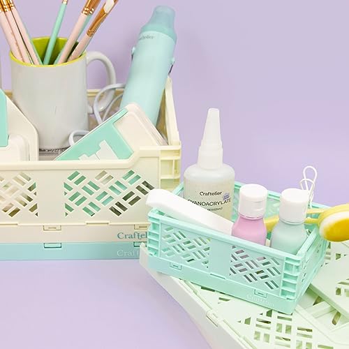 Image of Craftelier - Box for Organisation and Storage of Scrapbooking and Craft Materials | Foldable and Stackable Design | Large Size - Open Box Measures 24,5 x 18 x 10,8 cm - Colour White