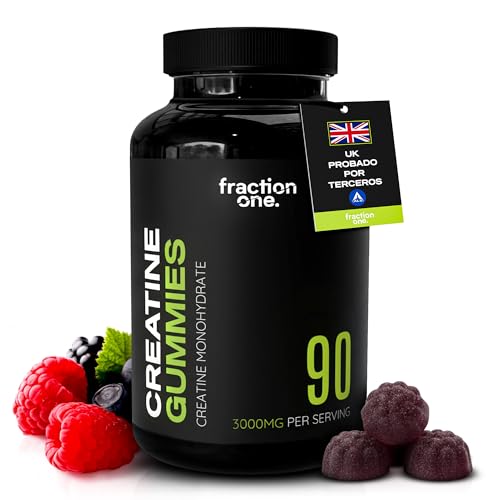 Fraction One Monohidrato De Creatina 90 Gomitas – Verificado En Laboratorio, Probado Por Terceros En El Reino Unido, Suministro Para 45 Días - 3000 Mg Por Porción, Apoyo Pre-Entrenamiento