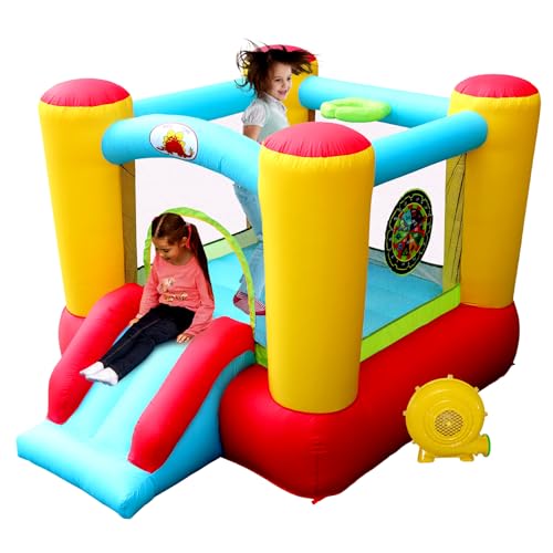 WELLFUNTIME Inflatable Bounce House Slide, Kids Jumping Castle with Blower, 100x77x63 Inch Bouncy...