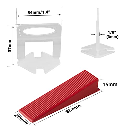 Image of Tile Leveling System with Tile Plier, 1000-Piece Tile Spacers Clips and 200-Piece Reusable Wedges, Tile Leveler Tool Set for Ceramic Tile and Stone Installation (1 /8 Inch Tile Spacers)