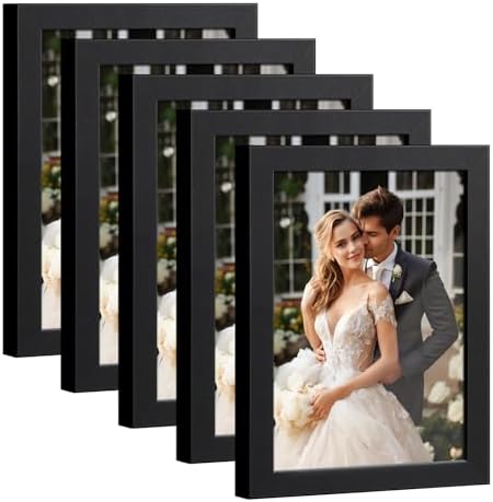 HappyHapi 4x6 Picture Frame Set of 5, Black Frames Display Photo ...
