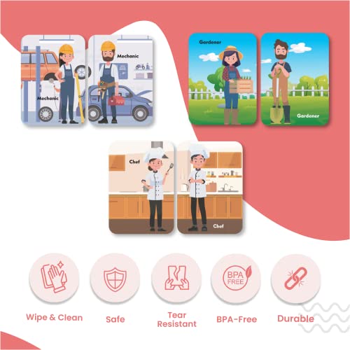 Image of Occupations | 36 Laminated Anti-Glare Flash Cards | Montessori Inspired Fun & Easy to Learn Toys for Kids