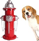 XINDMAO Fake Fire Hydrant for Dogs to Peed on,15.3 inch Large Dog Fire Hydrant Statue Puppy Pee Post Hydrant,Fire Hydrant Outdoor Decor,Firefighter Gifts for Men, Red Silver
