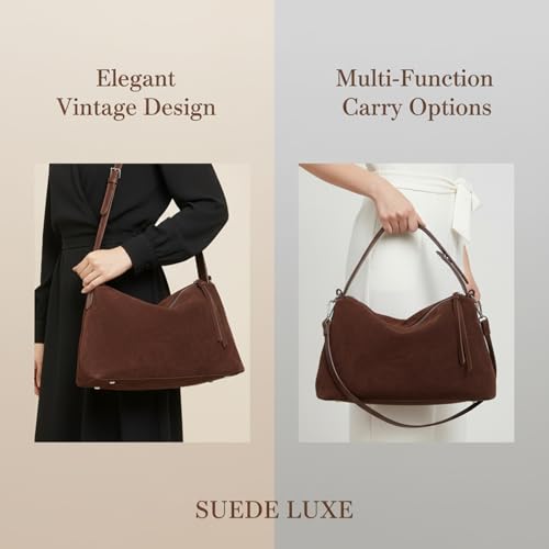 Sac à main pour le travail et les voyages grand volume en daim marron souple - 4