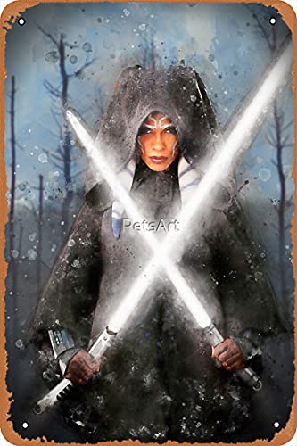 NIUMOWANG Cartel de metal – Ahsoka Ahsoka Póster de lata de acuarela de 12 x 8 pulgadas