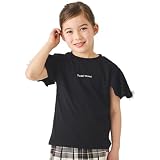 [ever closet] Tシャツ キッズ 子供 女の子 ふんわり袖 綿100％ [ ブラック 120 ] リボン 無地 春服 夏服 通園 通学 普段着 子供服 キッズ服 エバークローゼット