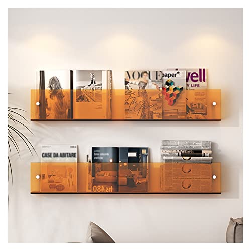 Brochure Display Stand 16/24/32/39/47 Inch Long Acrylic Literature Rack for Wall-Mount, Brochure Pamphlet Holder/Magazine Display Stand, for Office Waiting Room (Color : Orange, Size : Length 1