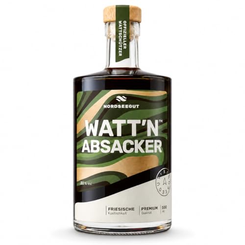 NORDSEEGUT WATTN ABSACKER 0 5 l | Kräuterlikör aus Limette Hagebutte erlesene Kräuter mit 30% Vol. | Mild-aromatischer leicht würziger Absacker mit dezenter Schärfe & Premium-Qualität der Nordsee