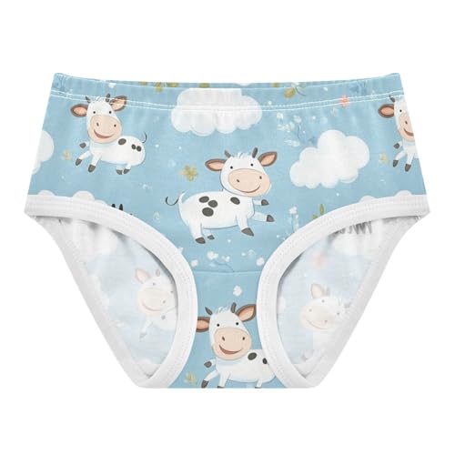 Wusikd Cute Flying Cows Girls' Underwear Cotton Clouds Flowers Girls Briefs Soft Toddler Underwear 2T