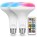 JandCase BR30 Color Changing Light Bulb, RGB+Warm+Cool White LED Flood Lights, 12W(100W Equivalent), 1050lm, Remote Control, Dimmable Multi-Color Can Light Bulbs for Ceiling, E26 Base, 2 Pack