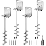 Insaga Anclajes de tierra de 24 pulgadas atornillados de acero sólido de 10 mm con soporte en L para cama elástica, hoja de hélice de 2 pulgadas y