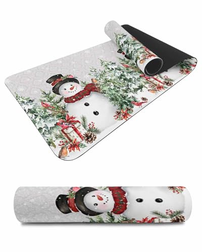 Debedcor Heat Proof Table Pads Waterproof Decorative, Gray Christmas Snowman Non-Slip Table Countertop Protector, Xmas Trees Present Snowflake Insulation Mat for Kitchen Room, 40 x 12 Inches