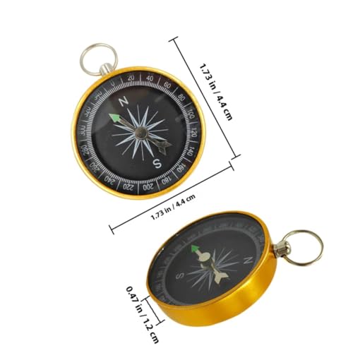 Set de 4 brújulas mini llavero de aluminio dorado miniatura 2