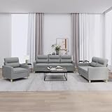 DYRJDJWIDHW Sofa Hinchable,sofá pequeño,sofá Cama Barato 100 Euros,Juego de sofás con Cojines 3 Piezas Tela Gris claroAdecuado para salón, Dormitorio