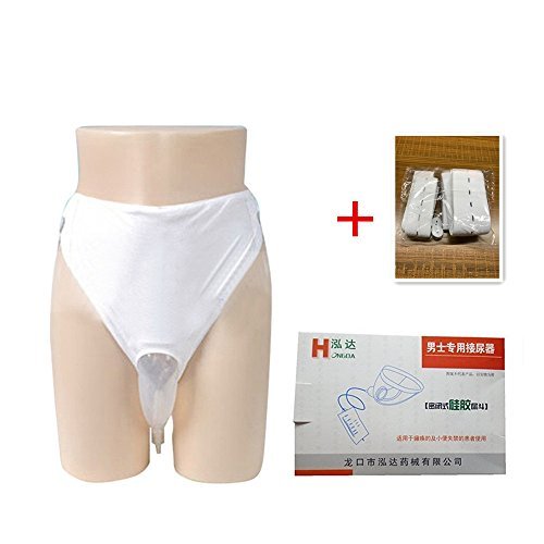 Newtall Male Urinal Bag Pee Bag Spill Proof Collector Incontinence Aid Bathroom 1000ml Bags (Add 1M Belt)