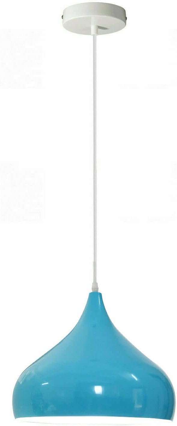 DC VOLTAGE Modern Industrial Ceiling Pendant Light E27 Holder 240V Metal Shade Adjustable Hanging Lamp Loft Chandelier for Living Room, Kitchen, Bedroom Blue