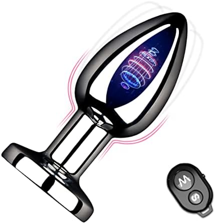 Vibrating Butt Plug Rechargeable Vibrating Anal Plug Prostate Massager with 10 Modes Stainless Steel Butt Plug Fetish Bondage Anal Stimulation Adult Sex Toys for Men,Women and Couples (Smooth)
