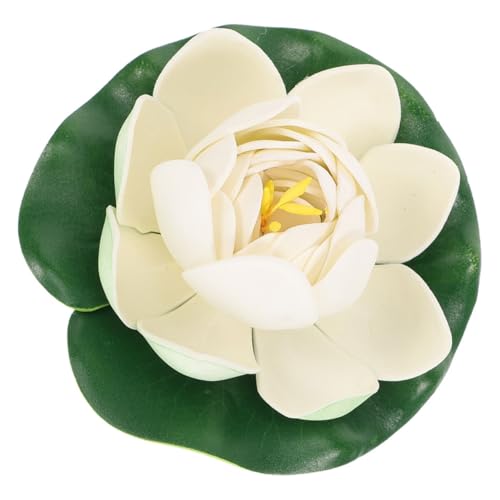LALADEFIEE Flor de Artificial Flotante Realista Color Crema para Decoración de Estanques Jardines y Acuarios