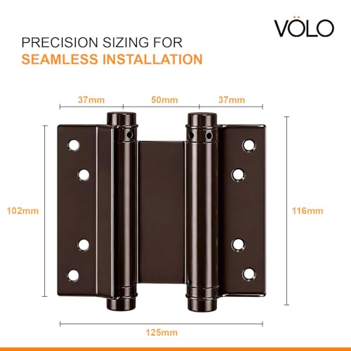 Image of VOLO Self Closing Double Action Hinge Pack of 2 Pieces (1 Set) | Heavy Duty Swing Door Hinge | Both Side Opening Spring Hinge with Screws | (4 Inch, Mild Steel)