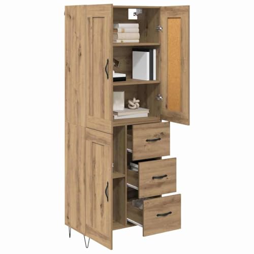 vidaXL Haut Armoire avec tiroir Chêne Artisanal 69,5 x 34 x 180 cm, Salle à Manger, Buffet rectangulaire, Rangement élégant, Meuble Polyvalent, Organiseur Pratique