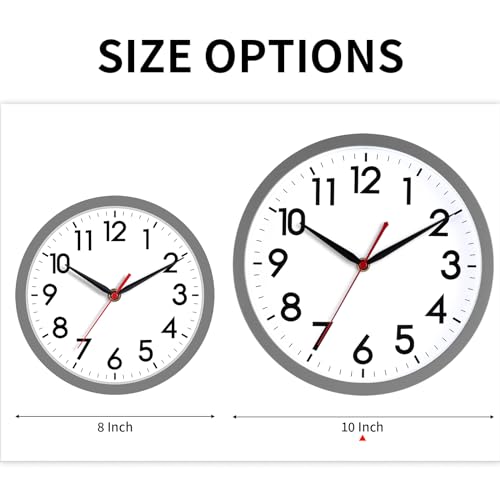 Image of AKCISOT Wall Clock 10 Inch Silent Non-Ticking Modern Clocks Battery Operated - Analog Classic for Office, Home, Bathroom, Kitchen, Bedroom, School, Living Room(Gray)