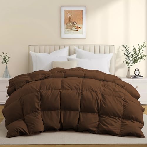 Image of PURE ECO 600 GSM Down Alternative Comforter for King Size (90 inchX106 inch) - 600 GSM Heavy Winter Comforter /Rajai /Duvet /Blanket Microfiber Super Soft Fluffy for Winter King Size - Chocolate Brown Color