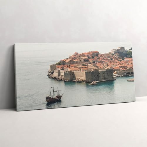 Voilier à Dubrovnik tableau photo sur toile Wallfluent 120x60cm pour décoration