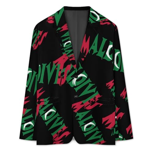 Maldives Flag Letters Casual Men's Blazers Two Button Lapel Suits Jacket Lightweight Sport Coats3