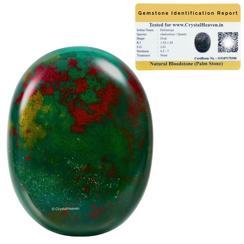 Image of Crystal Heaven Certified Bloodstone Crystal Palm Pebbles Stones For Anxiety Stress Relief Massage-Aaa Grade Original Healing Gemstone Agate Palm Stone For Yoga Meditation Spiritual Reiki Feng Shui