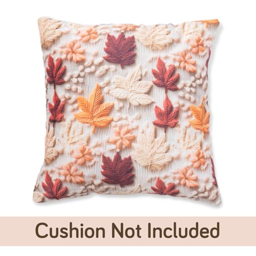 Image of HOKIPO 'Nature Muse 7D' Premium HD Printed Holland Velvet Sofa Cushion Cover | 16x16 Inch (40x40 cm) | Pack of 2, Autumn Maple (IN-923-D1*2)