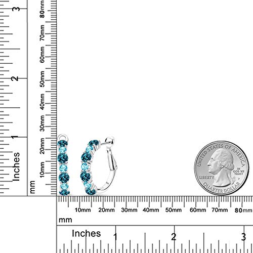 Gem Stone King 925 Sterling Silver London Blue Topaz and Swiss Blue Topaz Hoop Earrings For Women (3.54 Cttw, Gemstone November Birthstone, Round 4MM and 3MM)2