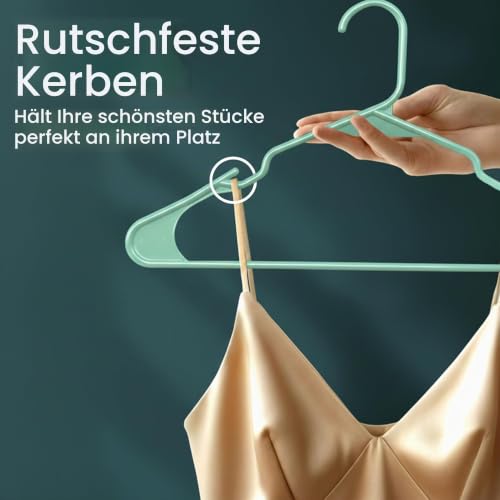 Utopia Home 50er-Pack Kunststoffbügel Platzsparende, langlebige Bügel mit Schulterrillen, Aqua – Ansicht 3