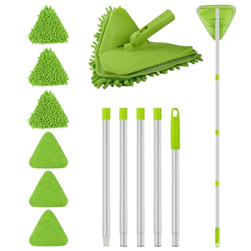 Wall & Baseboard Cleaner Mop Tool with 82'' Long Handle, 3-in-1 Ceiling Cleaning Tool Duster for Cleaning Painted Walls, Window, Floor