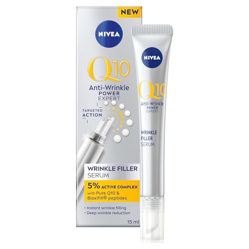 NIVEA Q10 Anti-Wrinkle Power Expert Wrinkle Filler Face Serum (15ml) Hydrating Serum with Pure Coenzyme Q10 and Peptides Anti-Age Face Moisturiser Reduces Fine Lines and Wrinkles in 5 Minutes