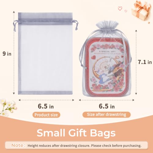 Image of Crweety 50PCS Organza Bags 6x9 Grey Small Gift Bags Mesh Drawstring