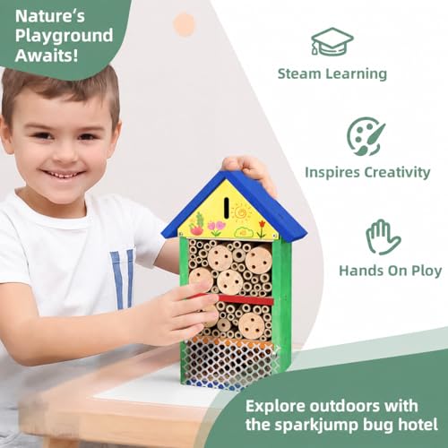 antiai DIY Wooden Insect Hotel Mason Bee Butterfly House,Insect Hotel, Outdoor Garden Decor Bamboo Habitat for Bee Butterfly Ladybugs Live,Educational Bee Hotel Kit for Parents & Teachers by antiai - Image 2