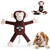Nocciola Tearable Pull Rip Apart Monkey Dog Toy with Squeaker & Crinkle - Interactive Stuffed Plush Toy to Keep Dogs Busy, Pet Puzzle Enrichment Chew Toys for Small Medium Large Breeds