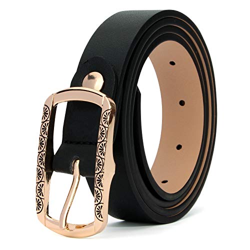 XIANGUO Women's Leather Belt with Pin Buckle White Belts for Ladies Rotatable Belt and Dual-use Leather Belt for Young