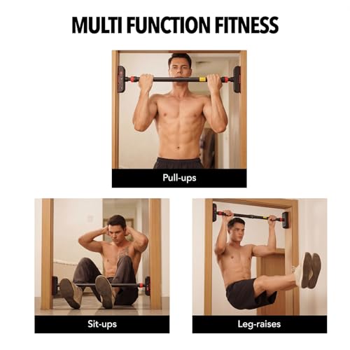 Image of Boldfit Pull Up Bar for Home Workout Without Screw - Adjustable Door Way Chin Up Bar for Home Workout for Kids and Adults
