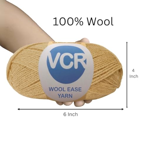 Image of VCR Khaki Wool Ease Yarn, 100 Grams Hank, 260 Meters Length, 100% Wool Ball for Crochet and Knitting, Suitable for Mufflers, Scarves & cowls Pack of 1