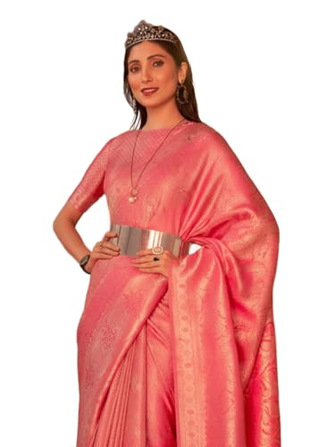 Image of SWORNOF Women's Banarasi silk Saree With Unstitched Blouse Piece