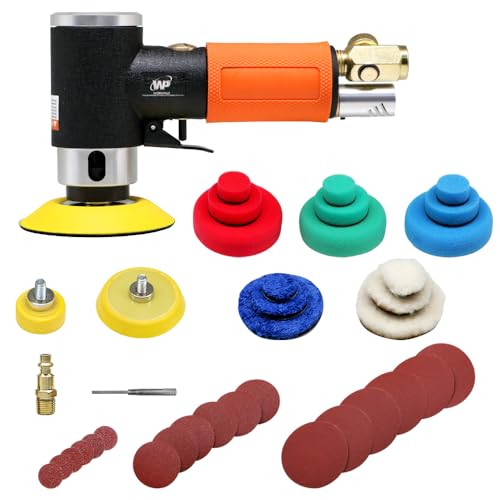 Mini pulidora de coches WorkPad, pulidora neumática, amoladora excéntrica WP 25mm 50mm 76mm Amoladora angular - Ligera, fácil de usar, completa con accesorios - Ideal para mecánicos de coches.