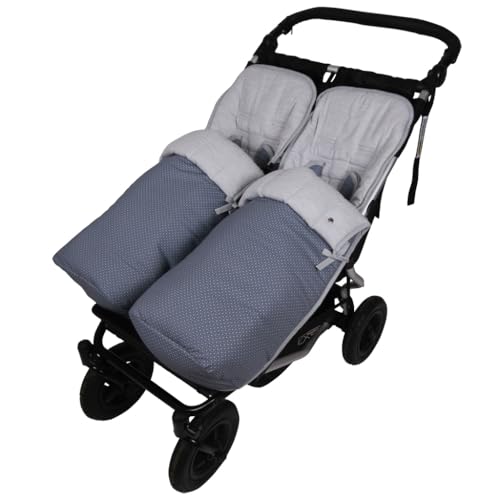 Tititnins®   Conjunto 2ud. Saco Silla para Baby Monster Easy Twin 4 | Gemelar | Desmontable con cremallera | Convertible en Colchoneta| HARMONY GR y Gris Melange