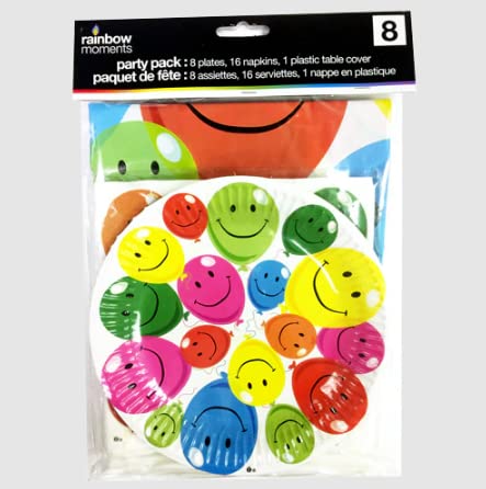 Rainbow MomentsTABLEWARE KIT – Joyous Balloons Style Includes: • 8 x 10" plates • 16 napkins • 1 plastic table cover