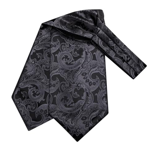 Image of Dubulle Paisley Floral Ascot for Men Self Tie Mens Cravat and Pocket Square Cufflinks Wedding